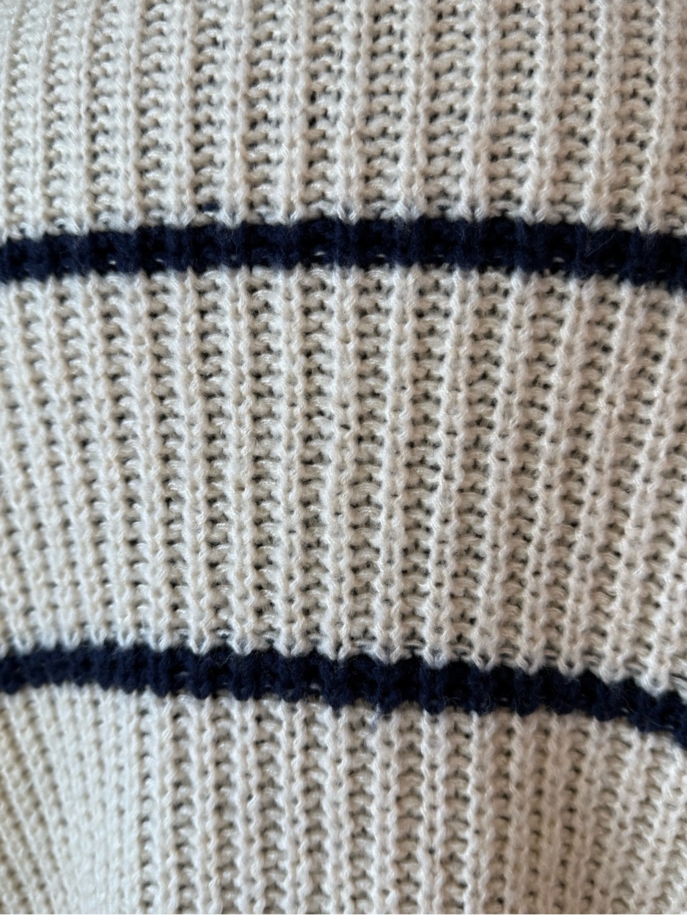 HYFVE Sweater Size Large Striped Cream Navy Shaker Knit - Picture 10 of 14
